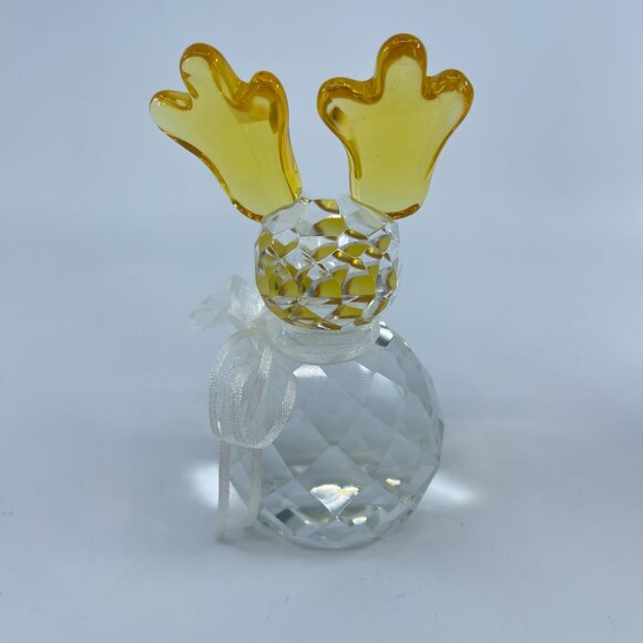 crystal reindeer figurine paperweight with yellow antlers & ribbon scarf - Picture 3 of 5